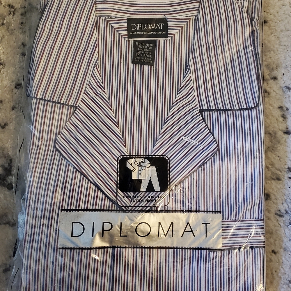 Diplomat Long Sleeve Long Leg Button Front 2 piece Pajama Set